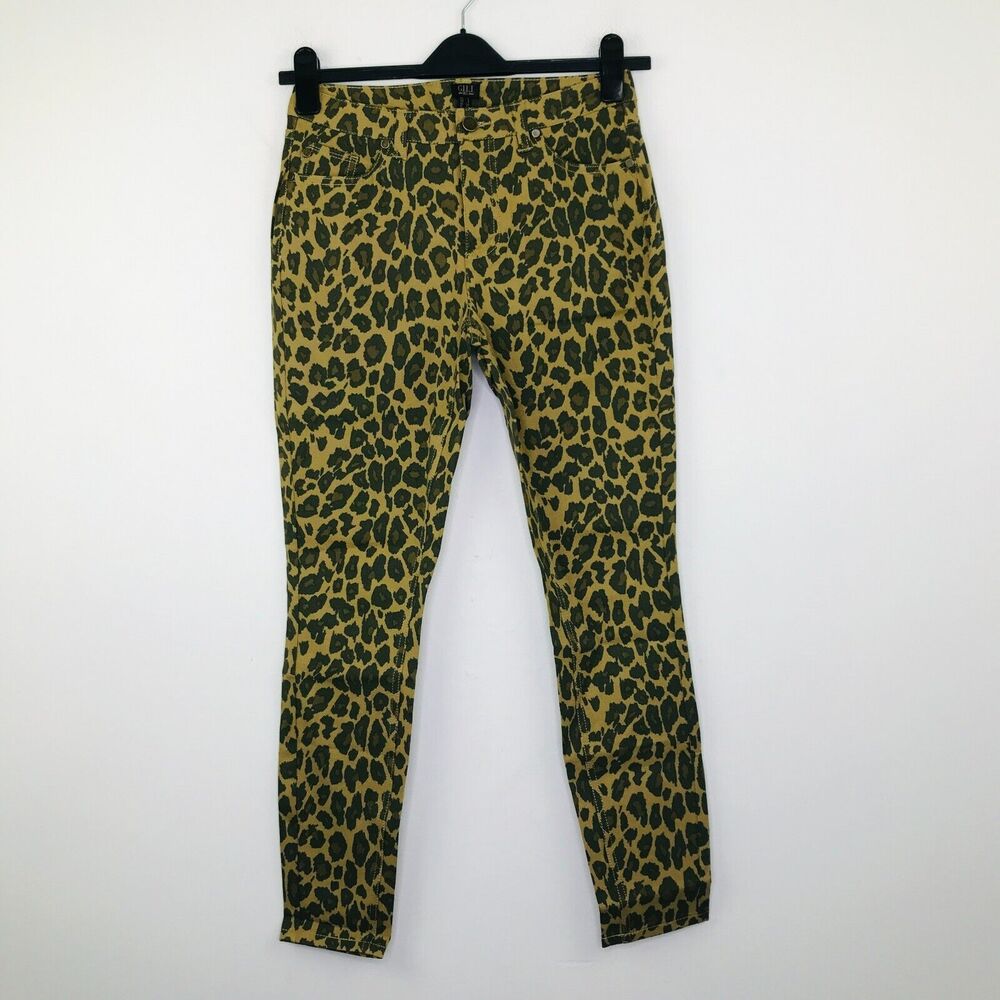 GILI Women's 4 Pants Brown Leopard Print Dual Stretch Ankle Skinny NWOT CN15